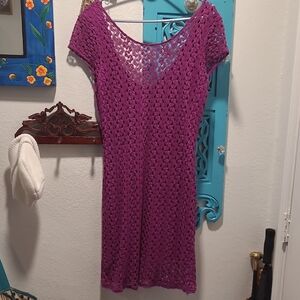 Free People Vibrant Purple Lace Mini Dress